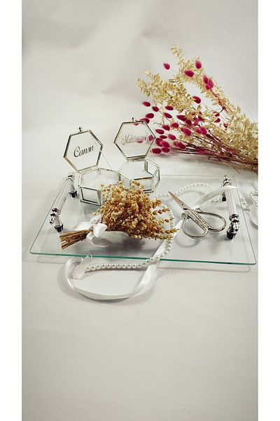 Basic Creation Silver Colored Promise and Engagement Tray Set - Groom Brown