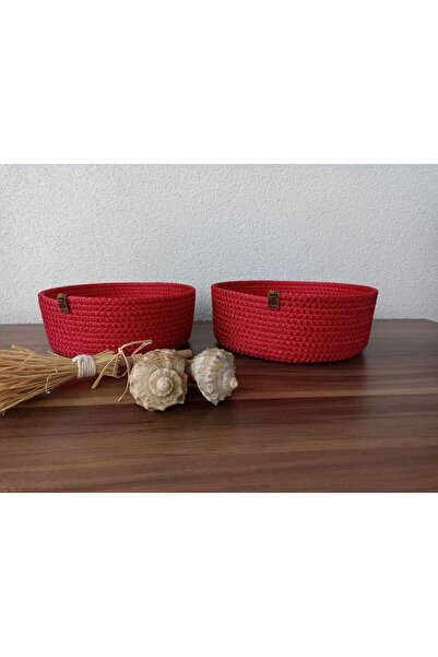 Naspar Red Basket 2-Piece Decorative Basket / Multi-Purpose Storage Box / Makeup Box / Bathroom Basket