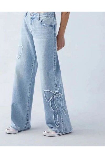 Gofeel Παντελόνι Baggy Cut Ice Blue Ribbon