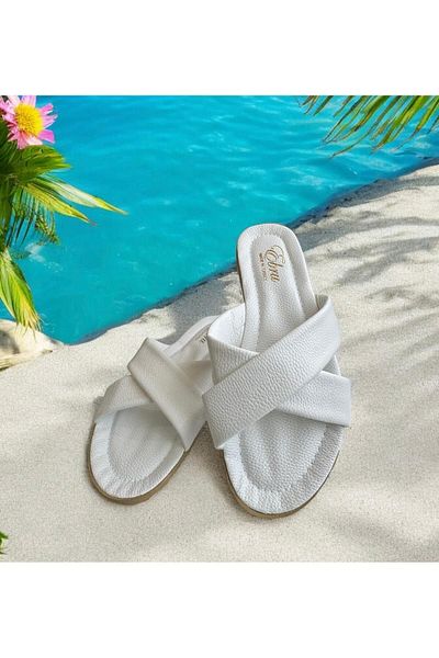 MODA SENİ Λευκές γυναικείες παντόφλες - Υπαίθρια, Casual, Πακέτο προίκας, Guest Sea Home Beach Vacation