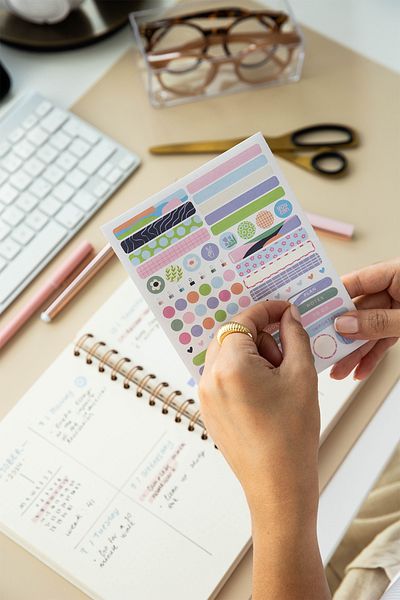 PAPERORA Caiet de notițe A5 cu spirală cu puncte de in albastru - Copertă rigidă