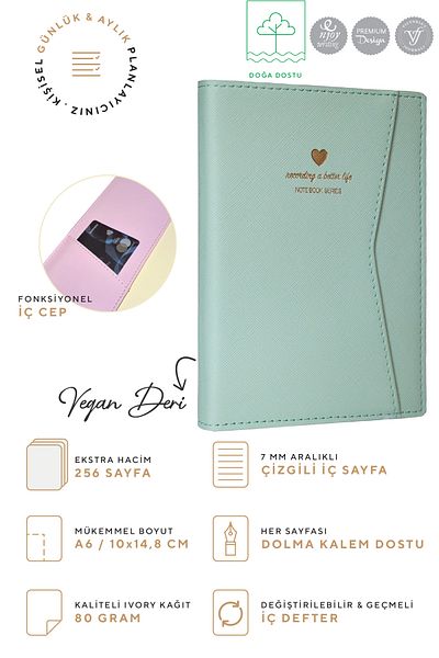 Victoria's Journals A6 Ivory 128 Sheets - Notebook with Snap and Pocket