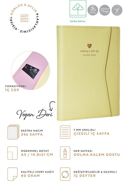 Victoria's Journals A5 Ivory 128 Sheets - Notebook with Snap and Pocket