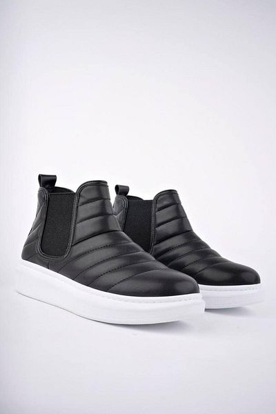 Aymood SLW205 Boston - Men's Black Sports Boots, Laceless Leather