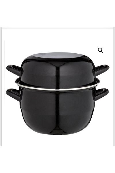 EBRULİEMAYE 20 Cm Black Enamel Mussel Model Milk Yogurt Soup Pasta Salad Presentation Pot