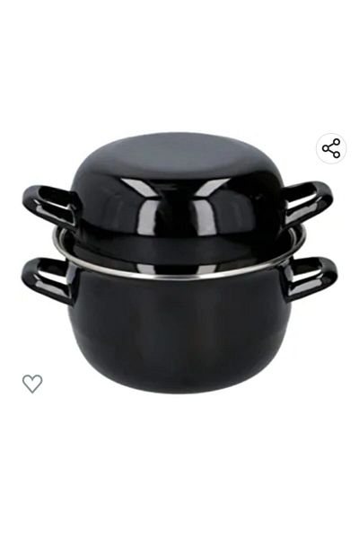 EBRULİEMAYE 20 Cm Black Enamel Mussel Model Milk Yogurt Soup Pasta Salad Presentation Pot