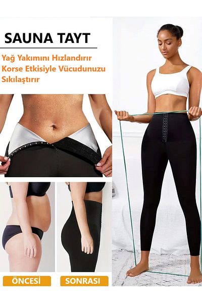 MİSTİRİK Jambiere de saună cu agrafă cu talie înaltă - cu corset de recuperare și strângere termică