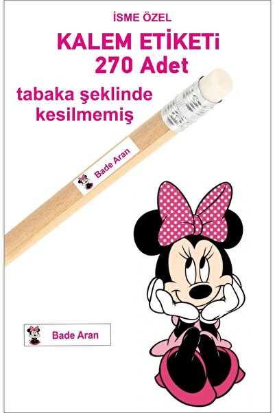 43 cici süsler organizasyon Öğrenci Etiketi Isimli Minnie Mouse Okul Kalem Et...