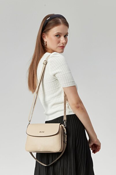 Morpelikan Beige Women's Shoulder and Shoulder Bag - Two Compartments