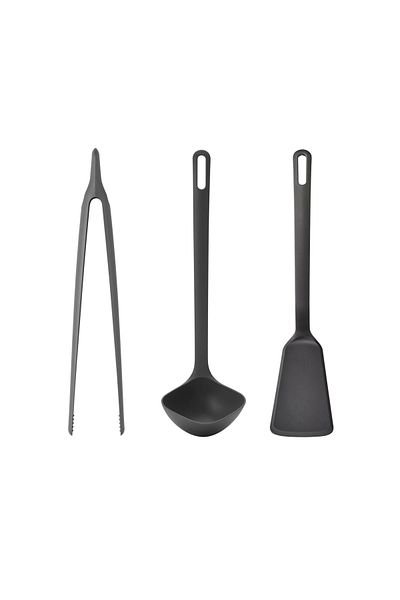 IKEA 3-Piece Kitchen Utensils Set Ikea Spatula Ladle and Tongs Set Plastic Meal Prep Set