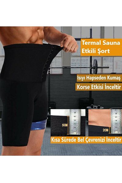 MİSTİRİK Pantaloni scurți de saună Erevsa Pantaloni scurți de sport pentru saună cu talie înaltă pentru bărbați cu efect de întărire și fermitate