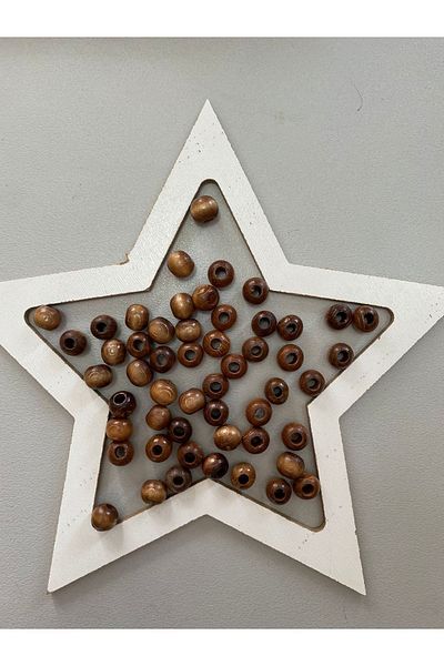 Selin 10 Mm Oak Colored Wooden Beads - 100 Grm. (±300 Pieces)