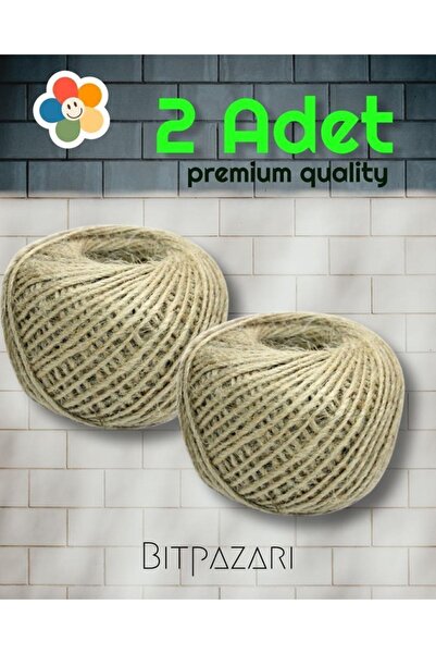 VONTAR 2 Adet Hasır Jüt Ip 100 gr Keten Ipi, Hasır Ip, Halat Ip, Çuval Ip Süs...