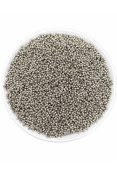 Flea Market Mărgele de bile de fier din metal de culoare nichel/argint de 2 mm, mărgele pentru realizarea de bijuterii (25 g ~ 1150 buc)