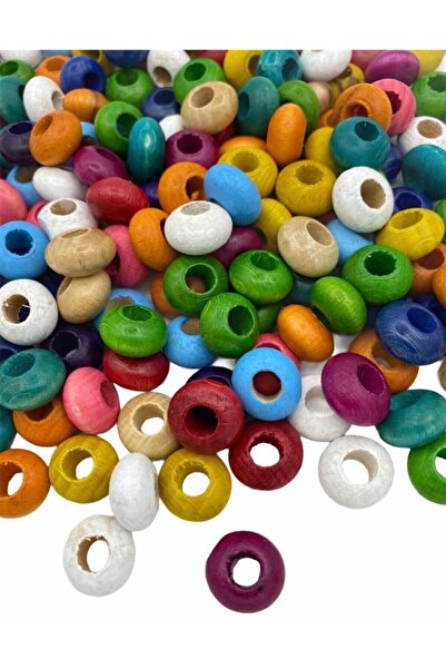 tebrikcim خرزة خشبية، نموذج غسالة مفلطح 8 × 16 مم، لوح ألوان مختلط، خرزة برجر...