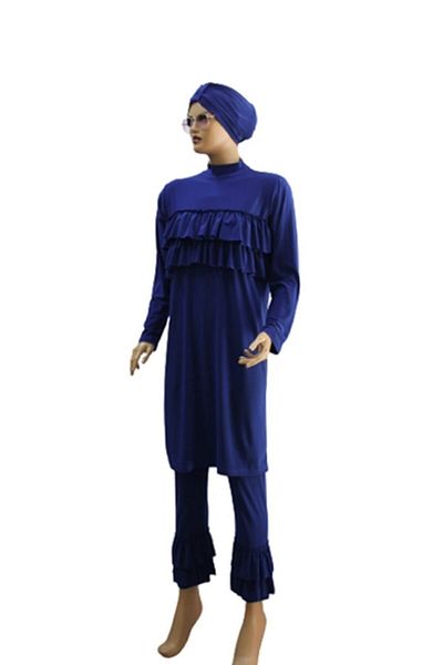 eflin Women's Clothing Blue Valon Full Covered Hijab Swimsuit Plus Size Option