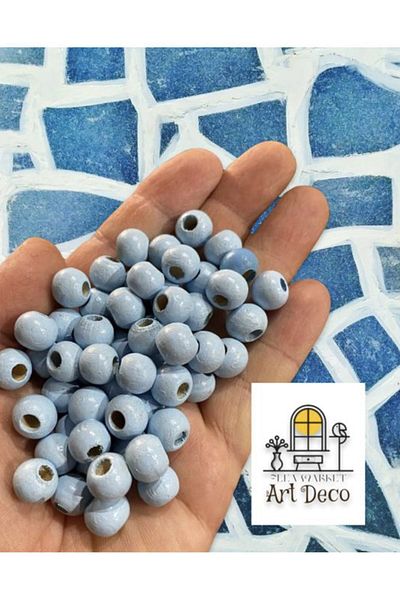 Artdeco 100 τεμάχια 10 mm Baby Blue Ξύλινες χάντρες -