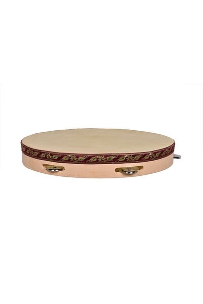 Tef Atölyesi Leather Tambourine 27 cm Wooden Tambourine with 5 Bells Medium Size Henna Tambourine 1 Piece