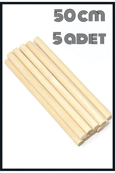 YuliCraft Yuli Craft 20mm (2cm) 5 Adet 50cm Yuvarlak Ahşap Çubuk, Makrome Çıt...