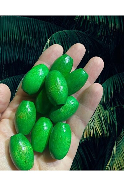 Flea Market 30 mm zelene ovalne drvene perle - 12 komada