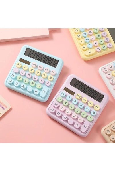 UĞURDAN Geniş Ekranlı Renkli Tuşlu Pastel Renkler Hesap Makinesi