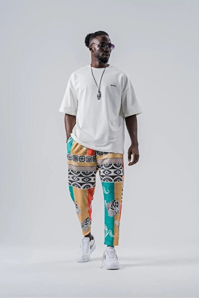 Namaste Vintage Unisex Retro Model Thick Fabric Trousers with Elastic Waist