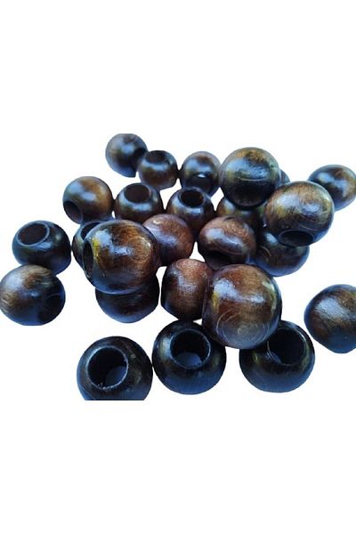 Selin 14 Mm Brown Wooden Beads - 50 Grams (50 Pieces)