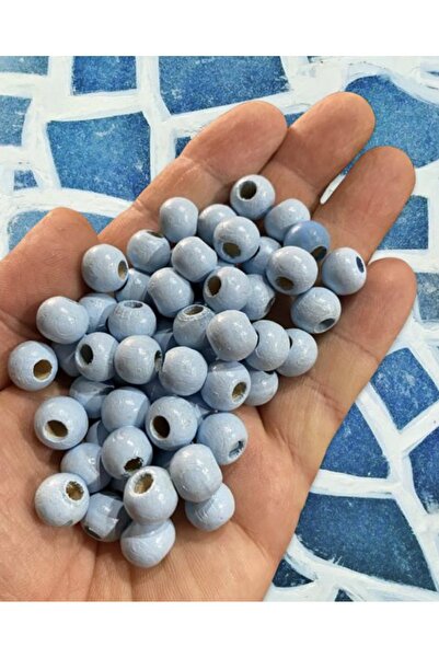 Flea Market 10 мм бебешко сини дървени мъниста - 200 броя