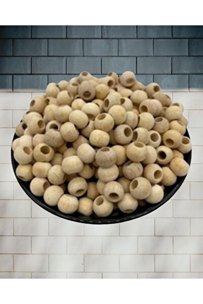 Flea Market 10 Mm Ham Ahşap Yuvarlak Boncuk 200 Adet