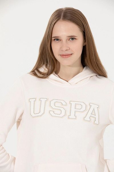 U.S. Polo Assn. Ecru Hooded Women's Basic Sweatshirt