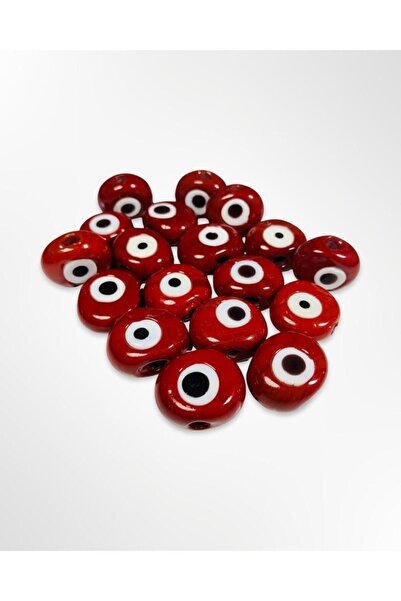 Flea Market Червена голяма мъниста за уроки 2,5 см ръчно изработена - (8 броя)