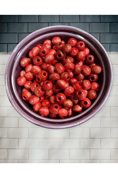 Flea Market خرز خشبي 8 مم (أحمر) 200 قطعة -