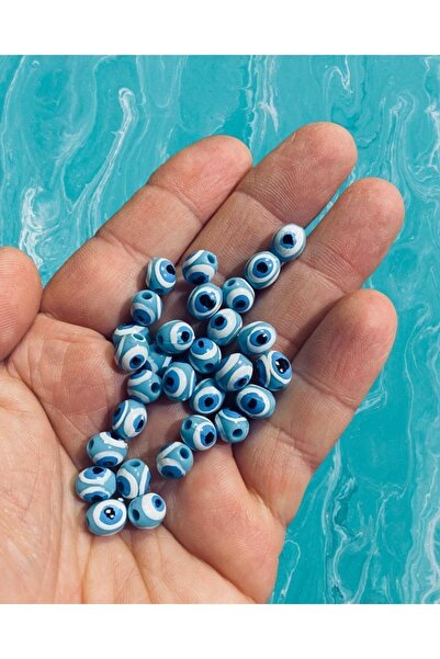 Flea Market 8 мм небесносини (тюркоазени) мъниста от кравешко око - мъниста з...