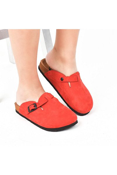 Moosefield Papuci roșii unisex din piele naturală