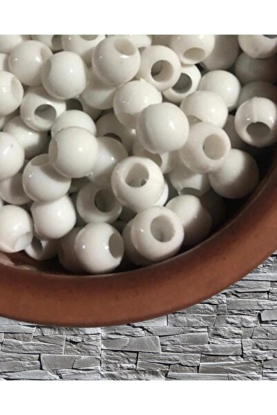 Flea Market خرز أبيض مزخرف (50 جرام 100 قطعة - 10 ملم)