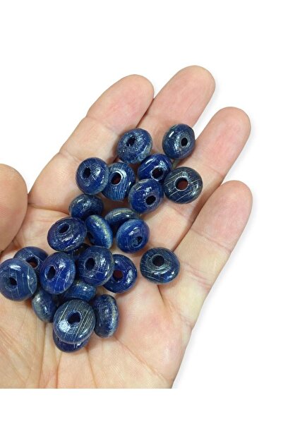Flea Market 50 komada oblatnih drvenih perli od 14 mm - Panama plava