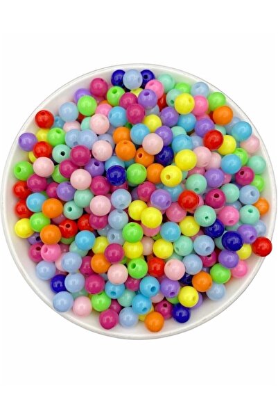 Flea Market 25 جرام 8 مللي متر خرز بلاستيكي مستدير مختلط الألوان ، خرز لصنع ا...