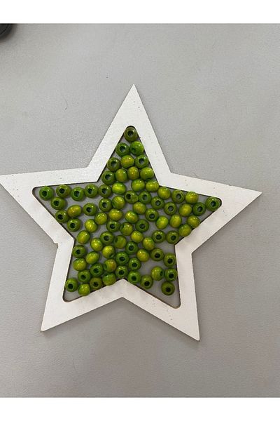 Selin 10 Mm Pistachio Green Wooden Beads - 100 Grm. (±300 Pieces)