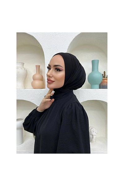 nazenin export Hijab Swimsuit Top - Snap Fastener, Matching Bonnet Hijap, BLACK