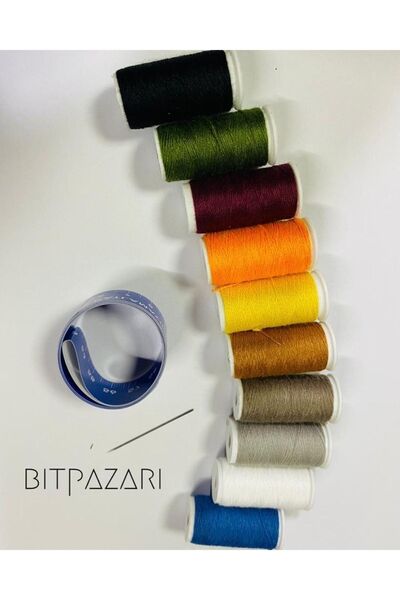 izmir Bitpazarı Set de ață de cusut 10 culori + bandă de măsurare + ace - (cu...