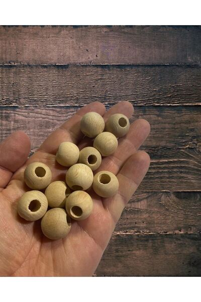Flea Market 18 mm sirove, neobrađene drvene perle - 50 grama