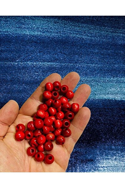Flea Market 10 мм червени дървени мъниста - мъниста за бижута - мъниста макра...