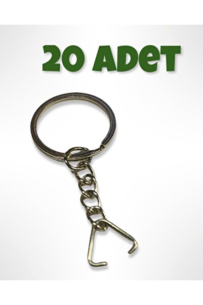 Flea Market Zincirli Anahtarlık Halkası 20 Adet , Ezme Halka ( Üçgen Uçlu )