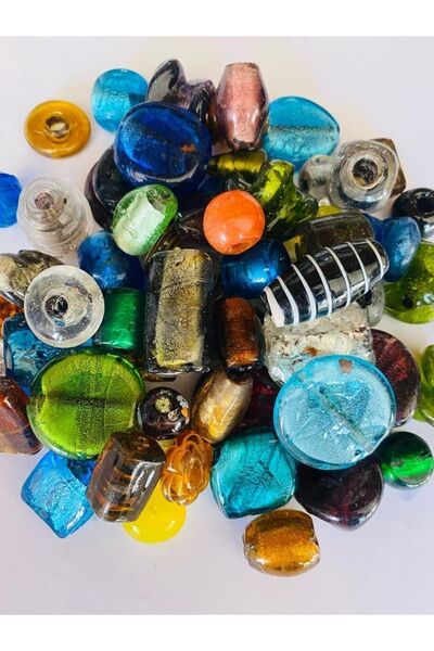 Flea Market Hint Cam Boncuğu Karışık Renkli Büyük Boy 8 Adet