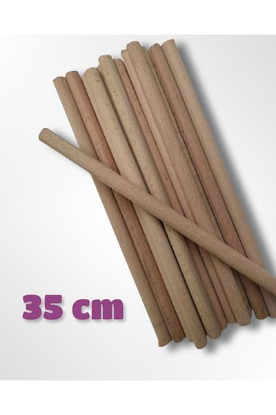 izmir Bitpazarı 5 Pieces, 35 Cm Length - 10 Mm Thickness Round Wooden Stick, Rod Stick for Modeling