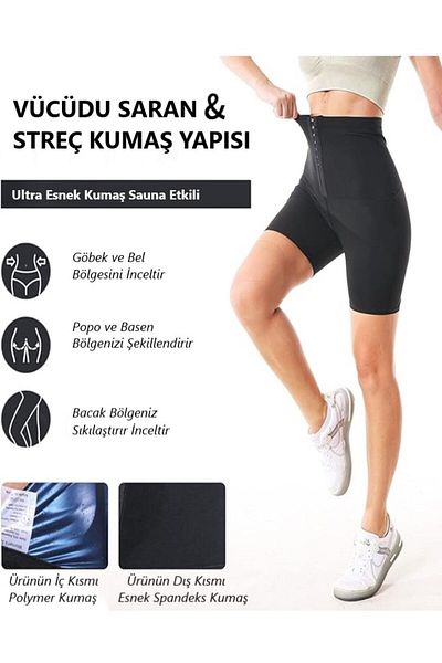 MİSTİRİK Sauna-Shorts Model Thermal Agraphed Corset Effective Shorts Slimming Body Shaper Recovery