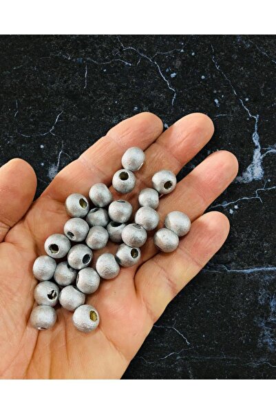 YuliCraft 100 قطعة من الخرز الخشبي باللون الفضي المميز