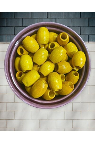 Flea Market 20 мм овални жълти дървени мъниста - (20 бр.)