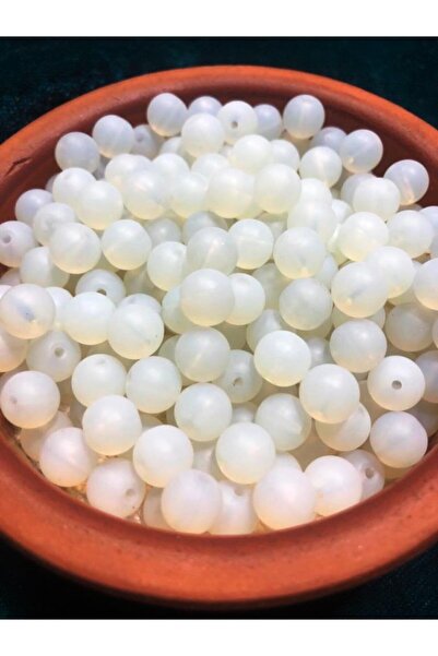 Flea Market 8mm Ματ Λευκές Γυάλινες Χάντρες - Κοσμήματα Χάντρες - 50 Τμ. -