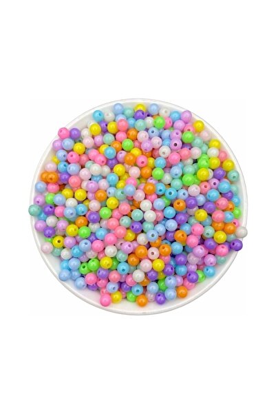 Flea Market 6 мм пастелни кръгли пластмасови мъниста с различни цветове, мъни...